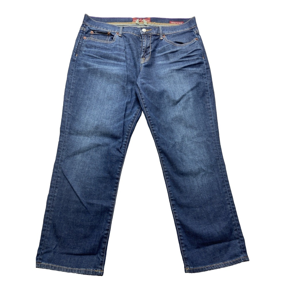 Lucky Brand Women's Cropped Jeans Blue Dark Wash Mid Rise‎ Size 14